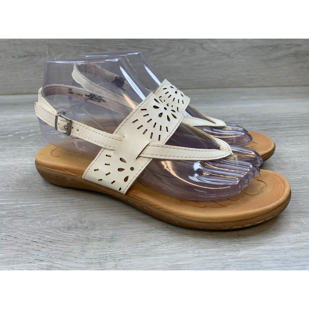 b.o.c. Born Concept Women Cream Laser Cut Thong Slingback Sandals 6M Z40601
